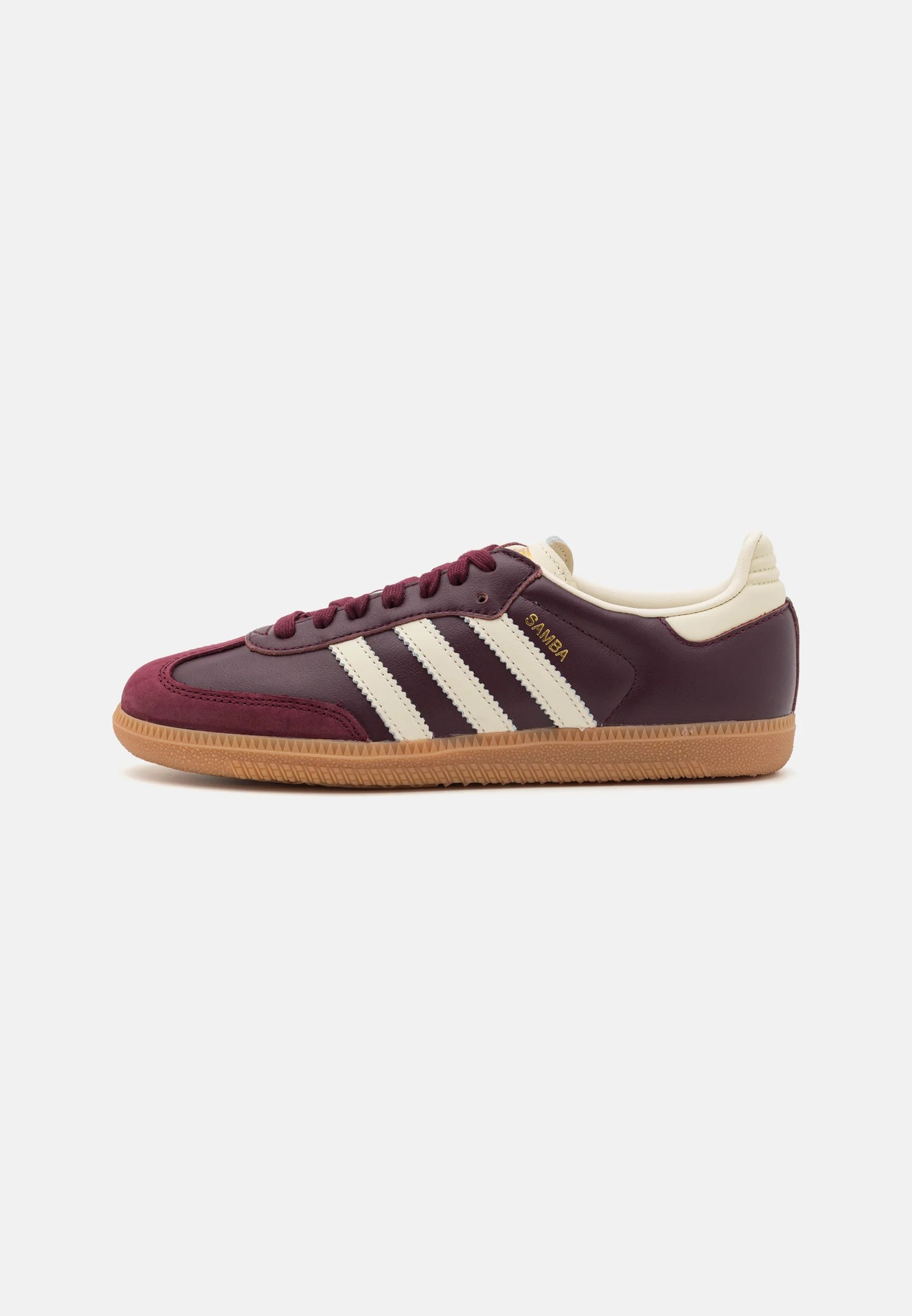 Adidas Samba og Maroon Gold.
Den perfekte sneaker fra Adidas, i sin lækre farve er den garanteret til at få dig til at skille sig ud. Køb denne Samba model allerede idag.
Set fra siden