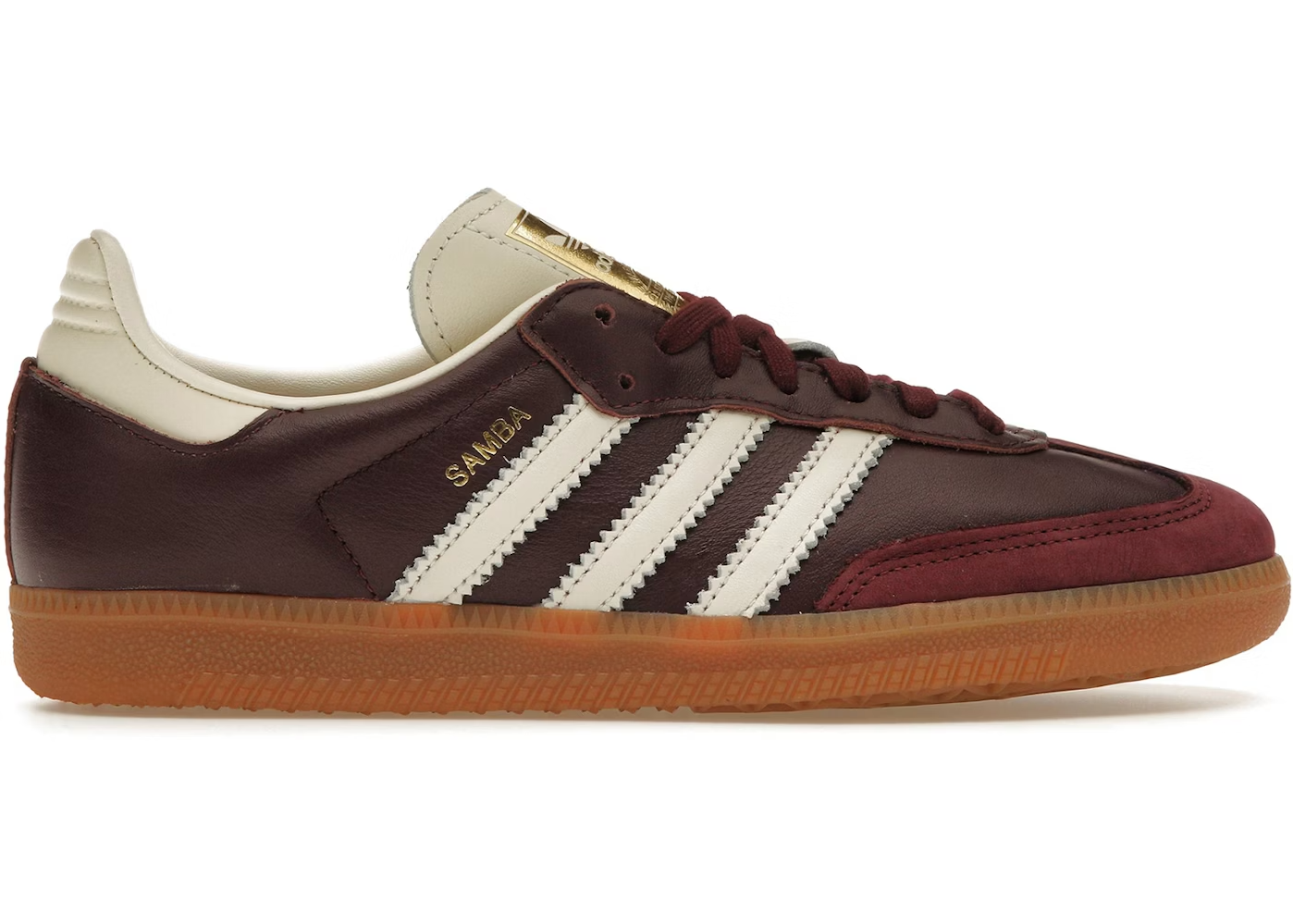 Adidas Samba og Maroon Gold.
Den perfekte sneaker fra Adidas, i sin lækre farve er den garanteret til at få dig til at skille sig ud. Køb denne Samba model allerede idag.
Set fra siden